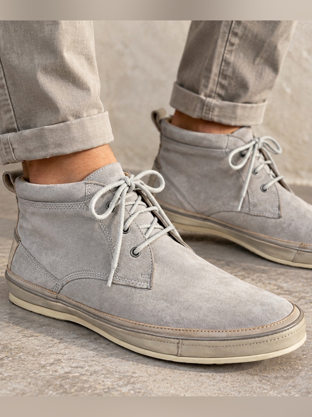 John Varvatos Light Gray Suede Chukka Boots